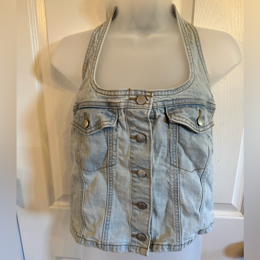 Levi's Light Blue Denim Halter Top